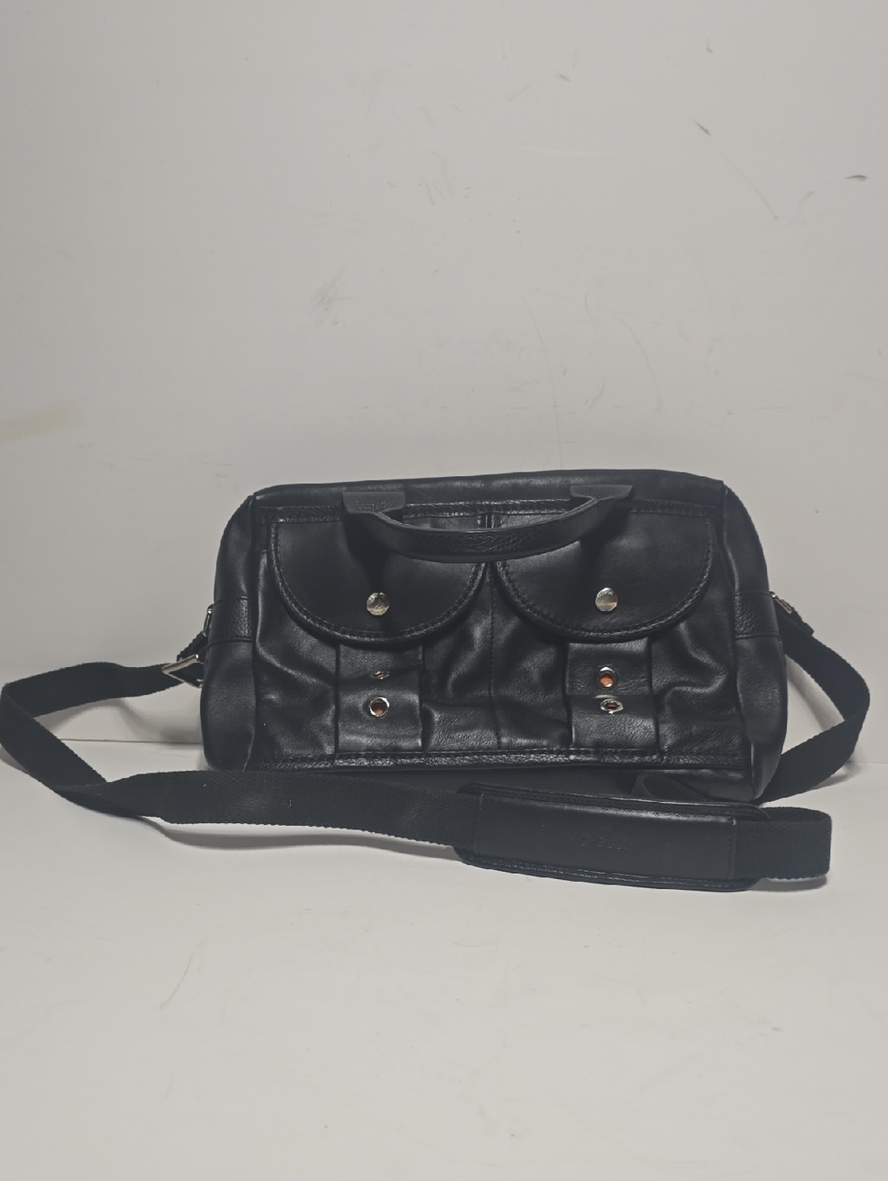 Hogan Black Leather Crossbody Orange Lining
